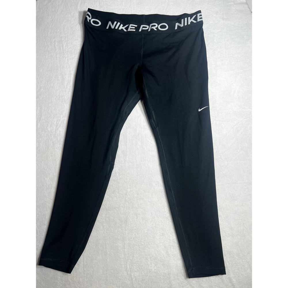 Nike Pro Dri-FIT Women XXL Black Training Leggings Mesh Panel Tights